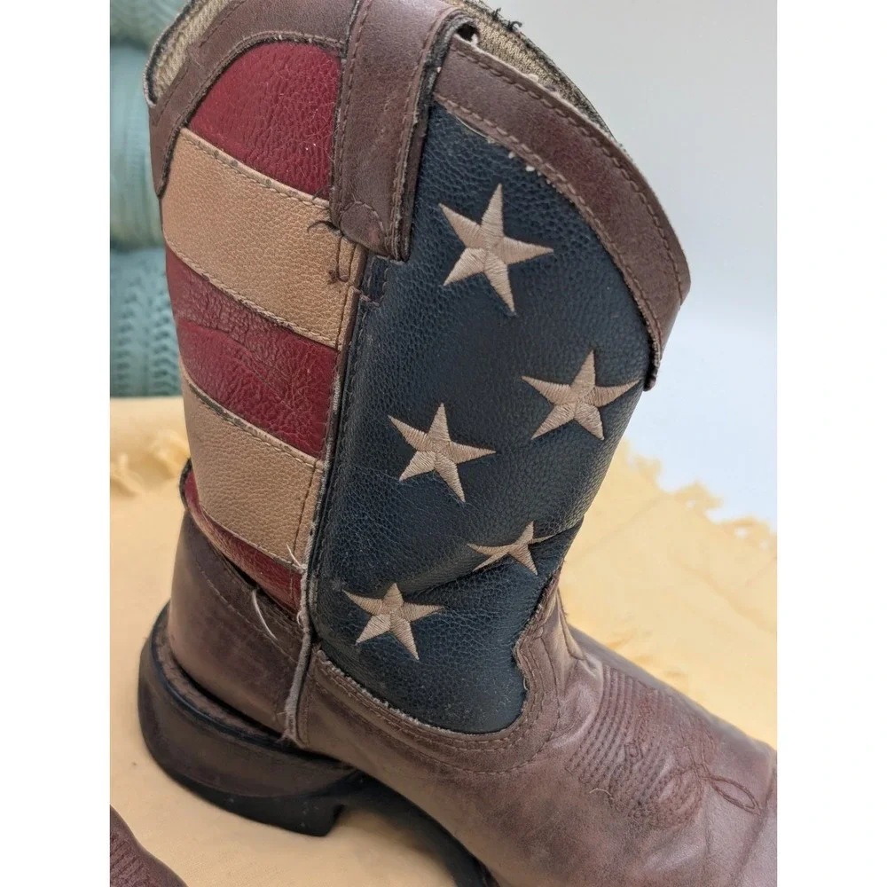 Durango Lil Rebel Kids Western Cowboy Boots BT245 Flag Patriotic Size 13 M US